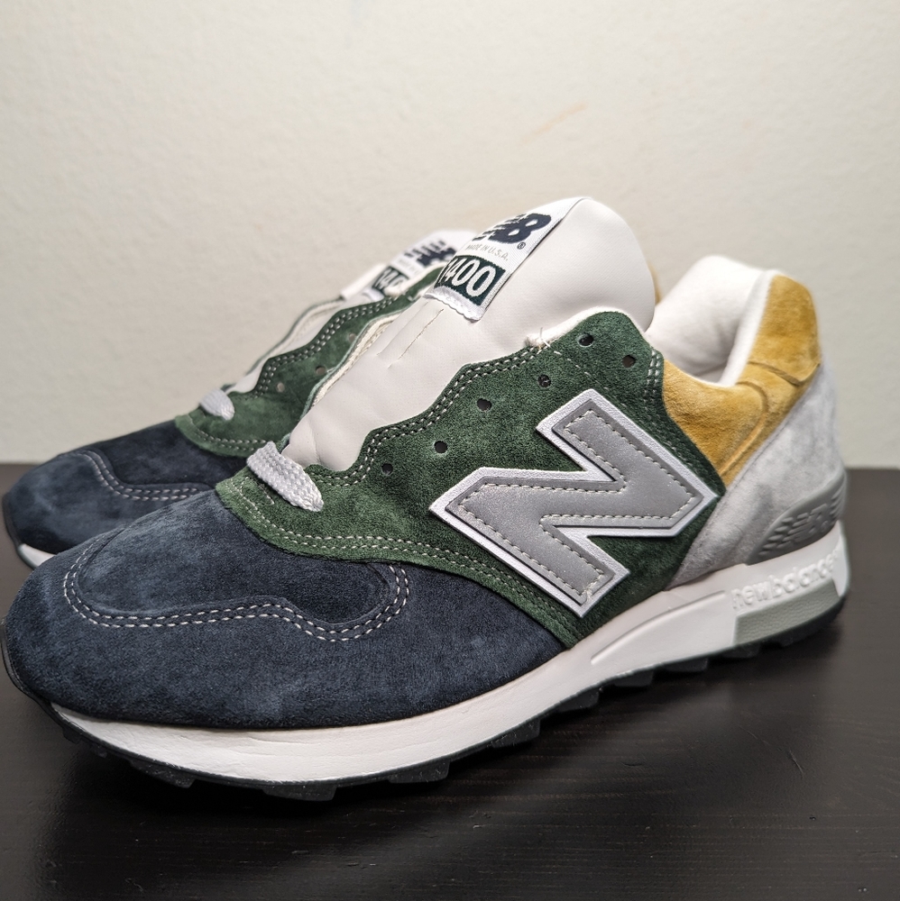 New Balance 1400 x J.Crew Men's Size 6.5 Green Navy Tan Made In USA M1400MUJ